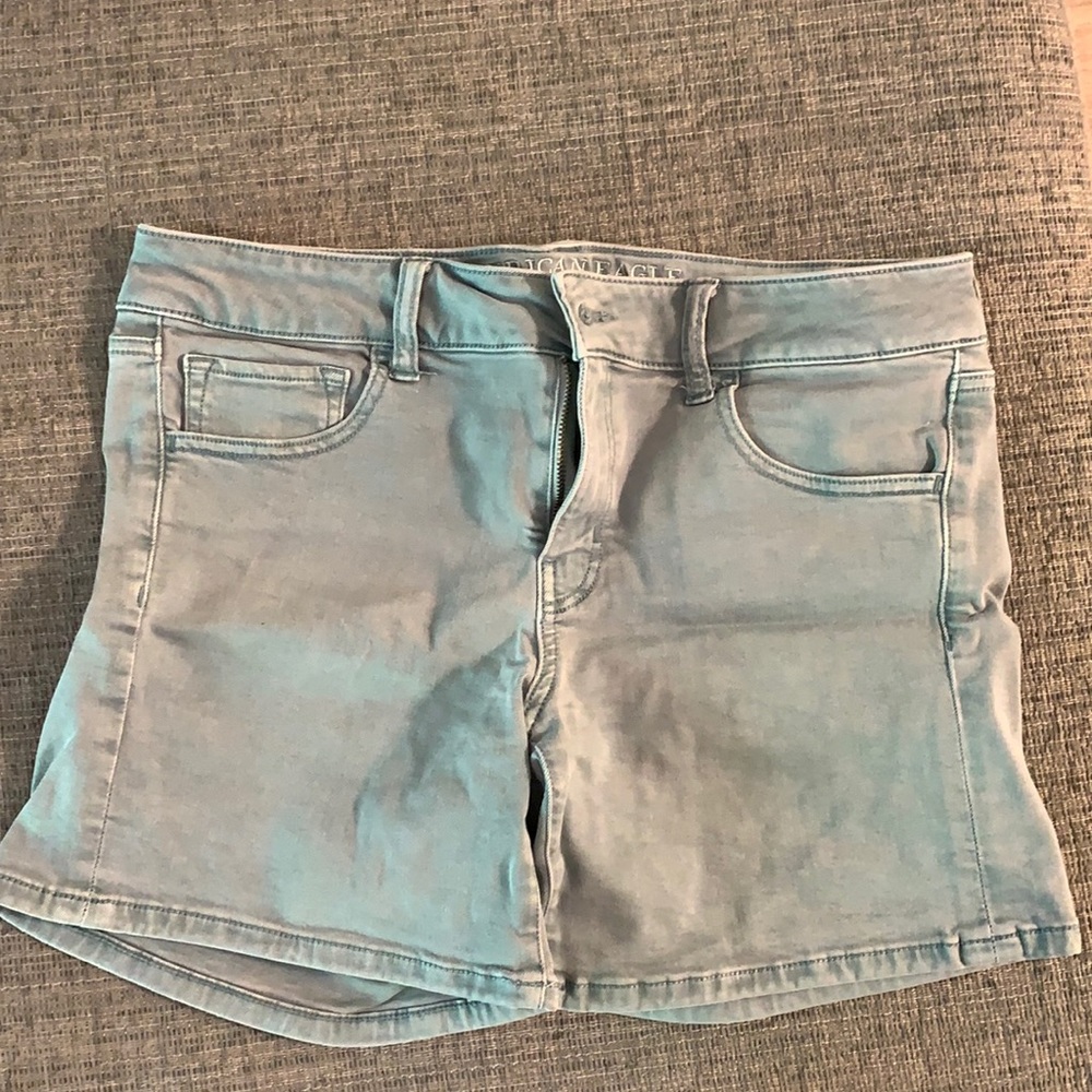 Light blue midi shorts
